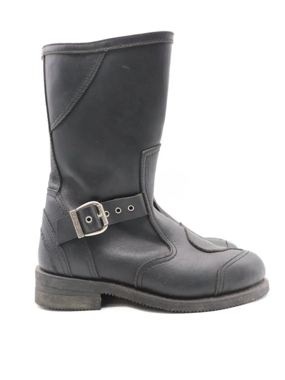 Harley Davidson Men's size 8.5 Black Leather Moto Riding Buckle Boots 95240